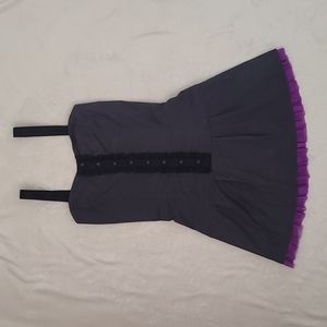 Vexy Women's Pinstripe Grey and Purple Dress Corset Lace